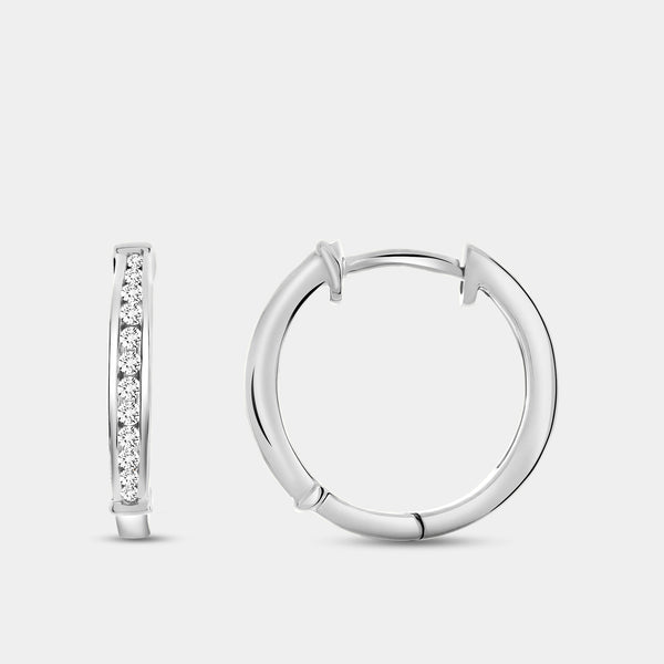 Gilded 1/10 Carat Lab-Grown Diamond Channel-Set Huggie Hoops