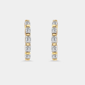Gilded 1 Carat Lab-Grown Diamond Emerald-Cut Hoops