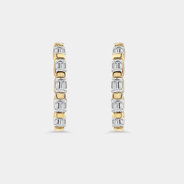 Gilded 1 Carat Lab-Grown Diamond Emerald-Cut Hoops