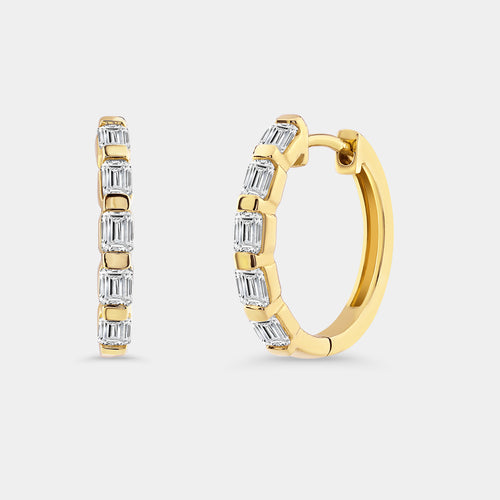 Gilded 1 Carat Lab-Grown Diamond Emerald-Cut Hoops