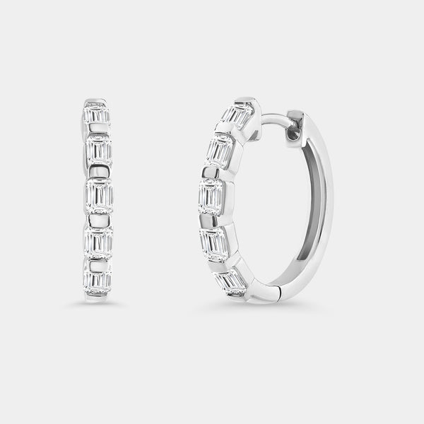 Gilded 1 Carat Lab-Grown Diamond Emerald-Cut Hoops