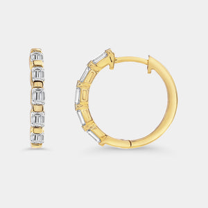 Gilded 1 Carat Lab-Grown Diamond Emerald-Cut Hoops