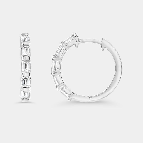 Gilded 1 Carat Lab-Grown Diamond Emerald-Cut Hoops