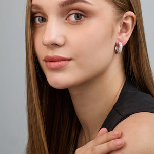 Gilded 1 and 1/2 Carat Lab-Grown Diamond Emerald-Cut Hoops with Round-Shaped Accents