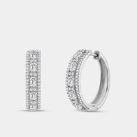 Gilded 1 and 1/2 Carat Lab-Grown Diamond Emerald-Cut Hoops with Round-Shaped Accents