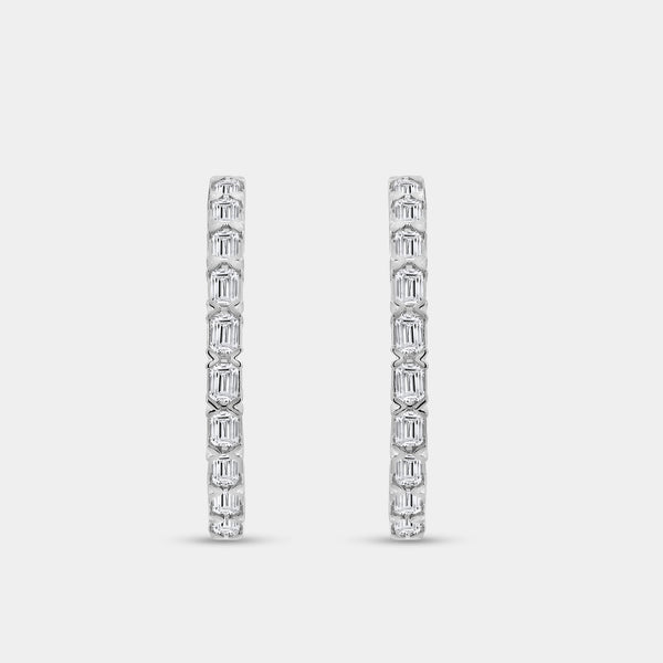 Gilded 3 Carat Lab-Grown Diamond Emerald-Cut Round-Shaped Inside-Out Hoops