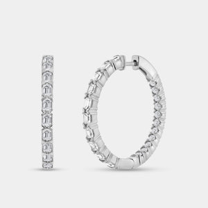Gilded 3 Carat Lab-Grown Diamond Emerald-Cut Round-Shaped Inside-Out Hoops