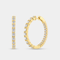 Gilded 3 Carat Lab-Grown Diamond Emerald-Cut Round-Shaped Inside-Out Hoops