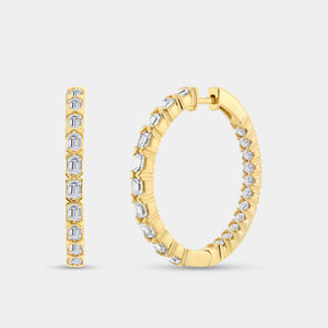 Gilded 3 Carat Lab-Grown Diamond Emerald-Cut Round-Shaped Inside-Out Hoops