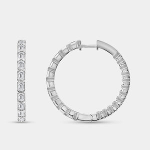 Gilded 3 Carat Lab-Grown Diamond Emerald-Cut Round-Shaped Inside-Out Hoops