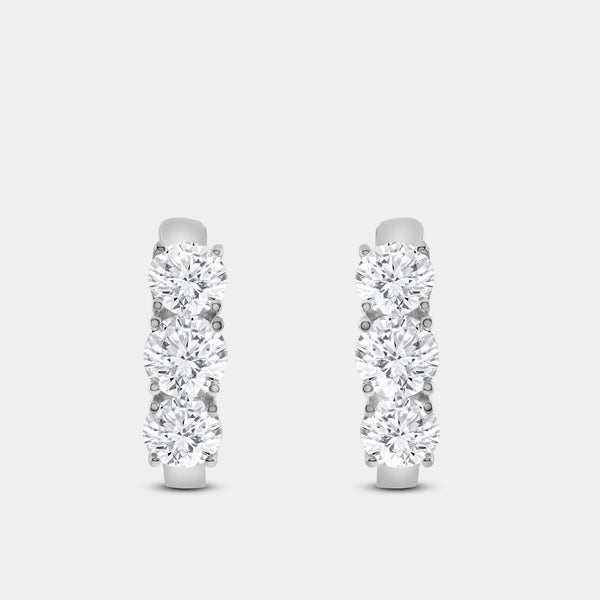 5 Carat Lab-Grown Diamond Round-Shaped Fancy Three-Stone Hoops — GILDED New York