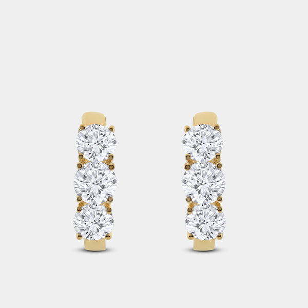 5 Carat Lab-Grown Diamond Round-Shaped Fancy Three-Stone Hoops — GILDED New York