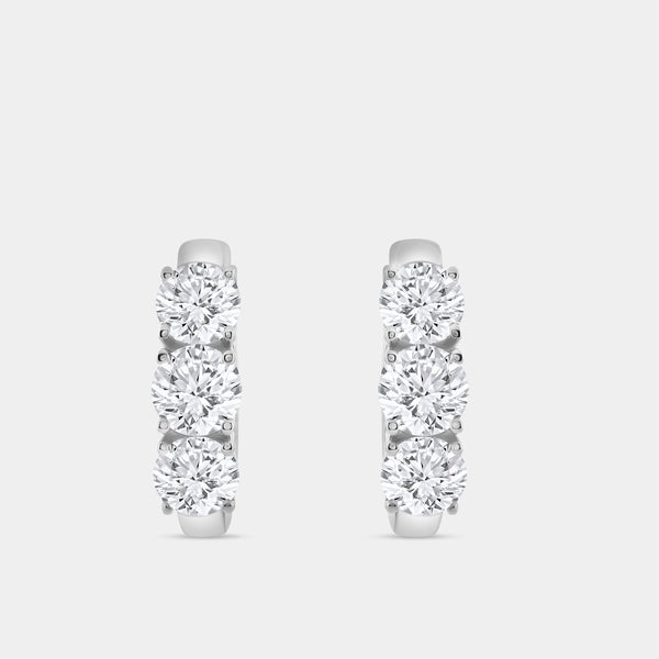 5 Carat Lab-Grown Diamond Three-Stone Oval Hoops — GILDED New York