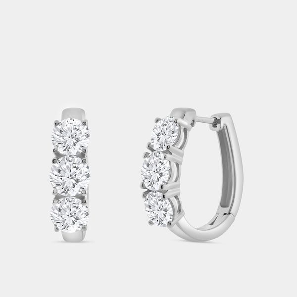 5 Carat Lab-Grown Diamond Three-Stone Oval Hoops — GILDED New York