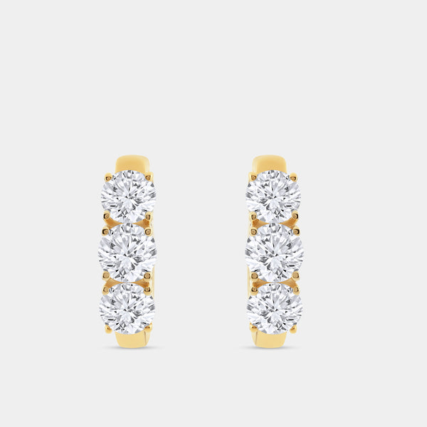 5 Carat Lab-Grown Diamond Three-Stone Oval Hoops — GILDED New York