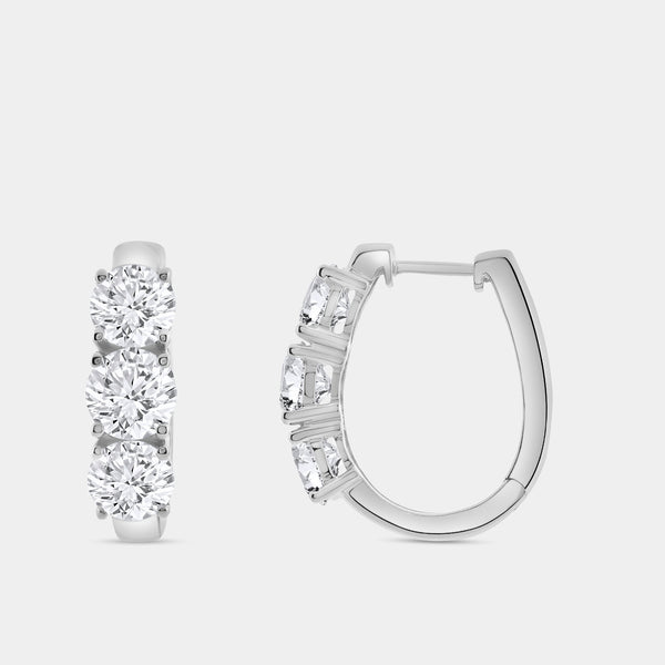 5 Carat Lab-Grown Diamond Three-Stone Oval Hoops — GILDED New York