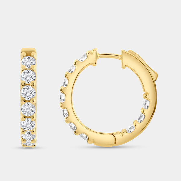 2 Carat Lab-Grown Diamond Round-Shaped Inside-Out Hoops — GILDED New York