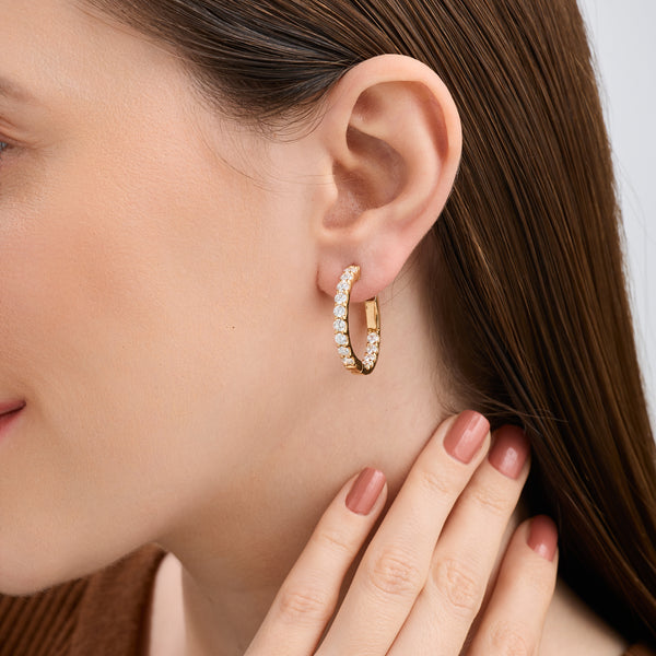 3 Carat Lab-Grown Diamond Round-Shaped Inside-Out Hoops — GILDED New York