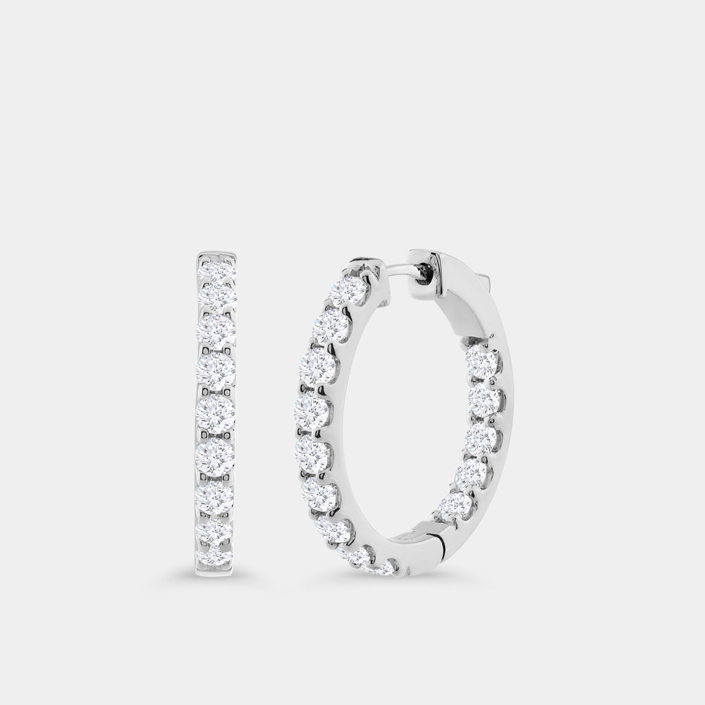 Gilded 3 Carat Lab-Grown Diamond Round-Shaped Inside-Out Hoops