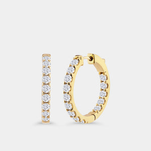 Gilded 3 Carat Lab-Grown Diamond Round-Shaped Inside-Out Hoops
