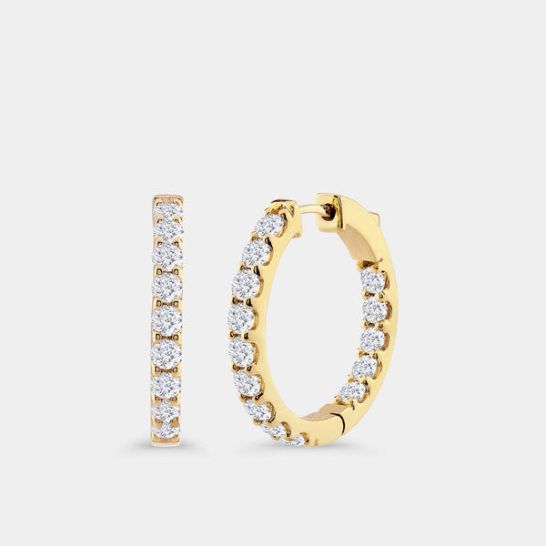 3 Carat Lab-Grown Diamond Round-Shaped Inside-Out Hoops — GILDED New York
