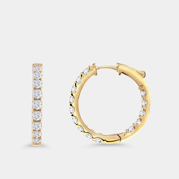 3 Carat Lab-Grown Diamond Round-Shaped Inside-Out Hoops — GILDED New York