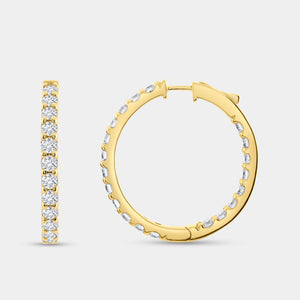Gilded 4 Carat Lab-Grown Diamond Round-Shaped Inside-Out Hoops