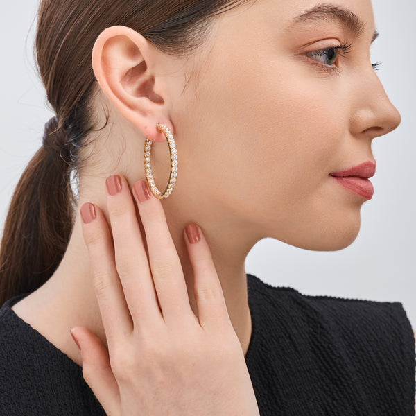 6 Carat Lab-Grown Diamond Round-Shaped Inside-Out Hoops — GILDED New York