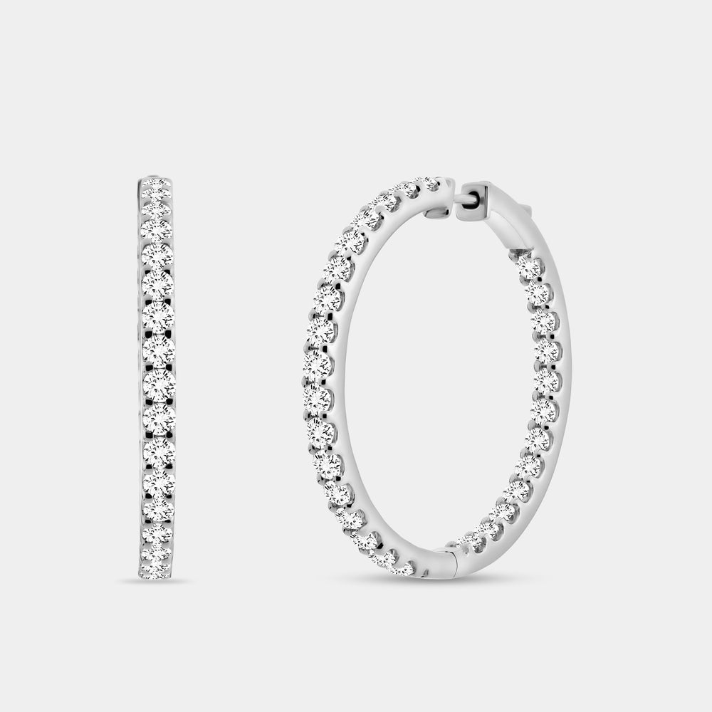 Gilded 6 Carat Lab-Grown Diamond Round-Shaped Inside-Out Hoops