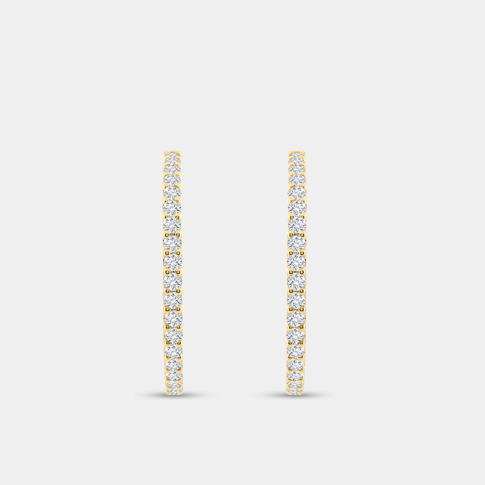 Gilded 7 Carat Lab-Grown Diamond Round-Shaped Inside-Out Hoops