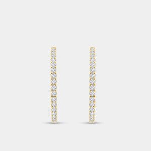Gilded 7 Carat Lab-Grown Diamond Round-Shaped Inside-Out Hoops