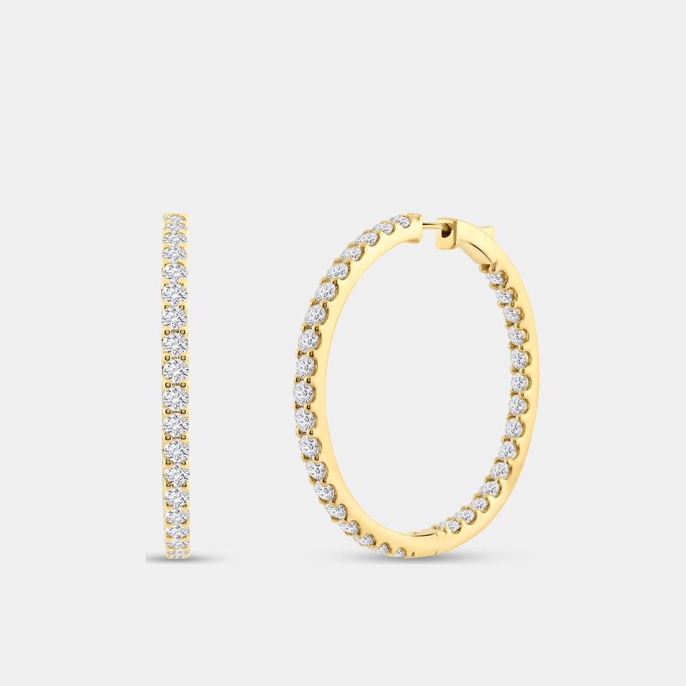 Gilded 7 Carat Lab-Grown Diamond Round-Shaped Inside-Out Hoops