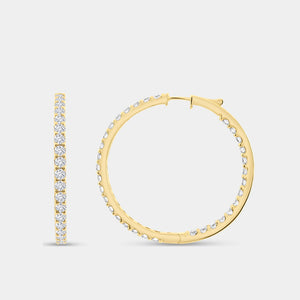 Gilded 7 Carat Lab-Grown Diamond Round-Shaped Inside-Out Hoops