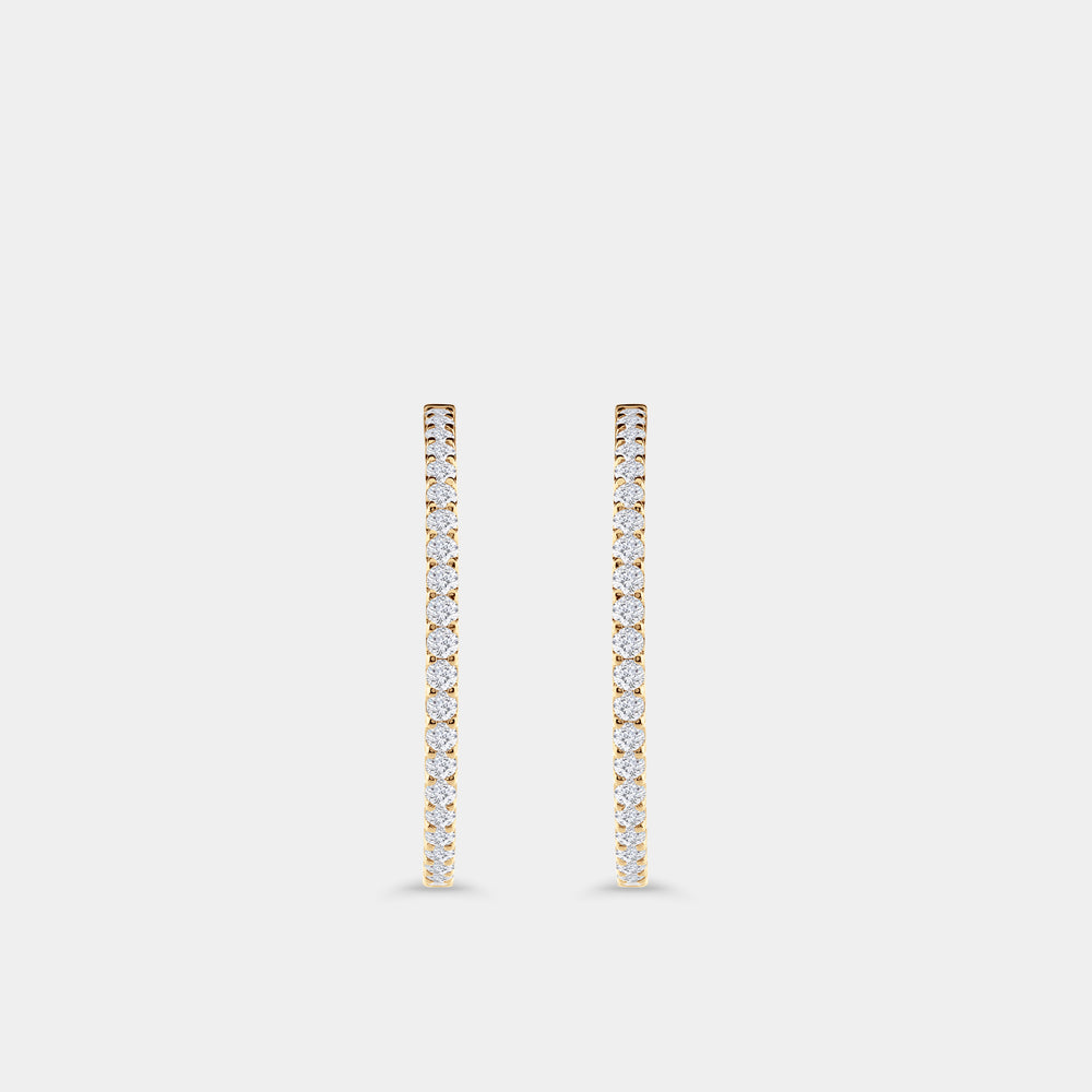 Gilded 8 Carat Lab-Grown Diamond Round-Shaped Inside-Out Hoops