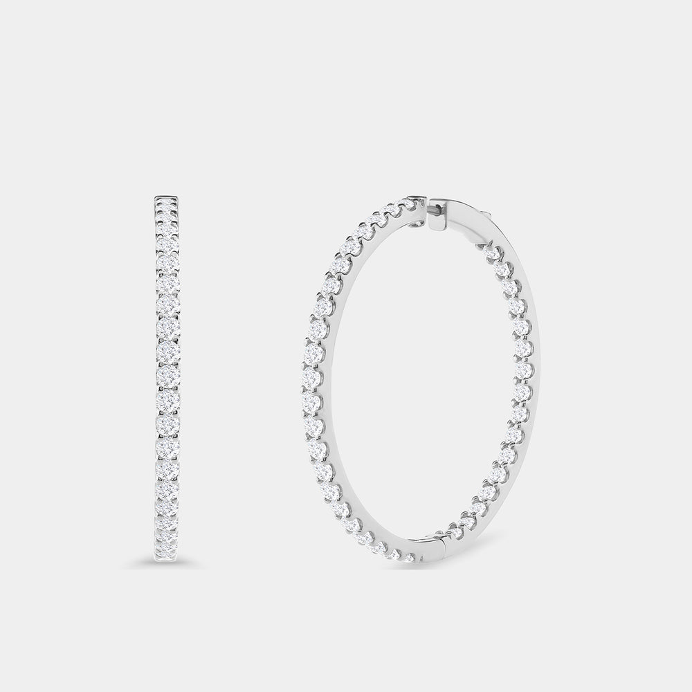Gilded 8 Carat Lab-Grown Diamond Round-Shaped Inside-Out Hoops