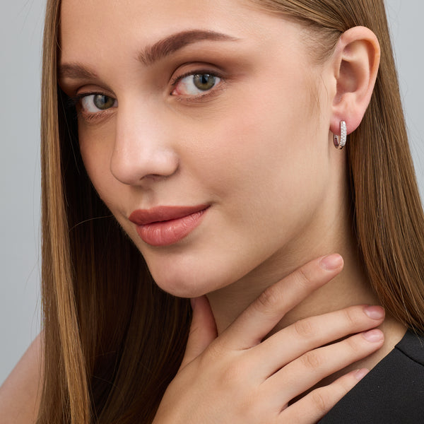 Gilded 1/4 Carat Lab-Grown Diamond Pavé Oval-Shaped Huggie Hoops