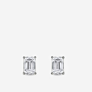 Gilded 2 Carat Lab-Grown Diamond Emerald-Cut Classic Solitaire Studs
