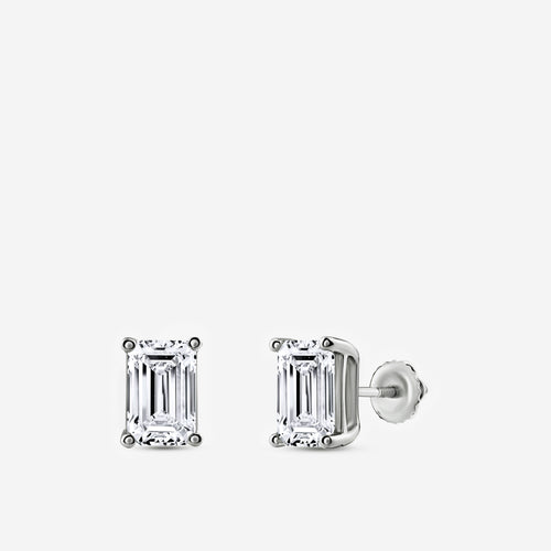 Gilded 2 Carat Lab-Grown Diamond Emerald-Cut Classic Solitaire Studs