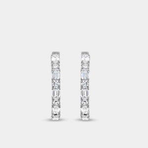 Gilded 5 Carat Lab-Grown Diamond Emerald-Cut, Round-Shaped Hoops