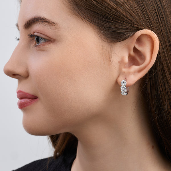5 Carat Lab-Grown Diamond Round-Shaped Three-Stone Hoops — GILDED New York
