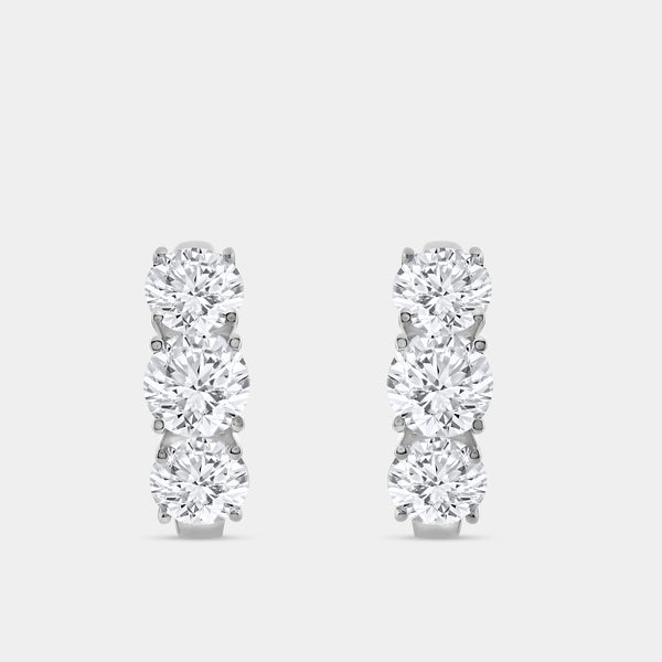 5 Carat Lab-Grown Diamond Round-Shaped Three-Stone Hoops — GILDED New York