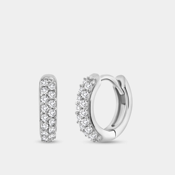 Gilded 1/4 Carat Lab-Grown Diamond Pavé Round-Shaped Huggie Hoops