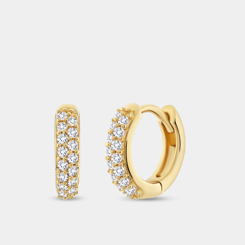Gilded 1/4 Carat Lab-Grown Diamond Pavé Round-Shaped Huggie Hoops