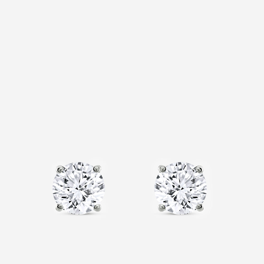 Gilded 5 Carat Lab-Grown Diamond Round-Shaped Classic Solitaire Studs