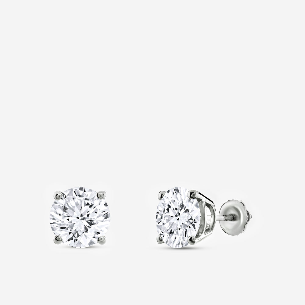 Gilded 5 Carat Lab-Grown Diamond Round-Shaped Classic Solitaire Studs