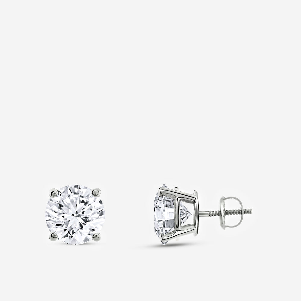 Gilded 5 Carat Lab-Grown Diamond Round-Shaped Classic Solitaire Studs
