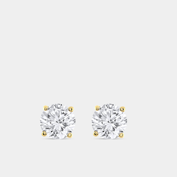 5 Carat Lab-Grown Diamond Round-Shaped Classic Solitaire Studs — GILDED New York