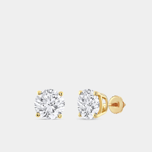 5 Carat Lab-Grown Diamond Round-Shaped Classic Solitaire Studs — GILDED New York