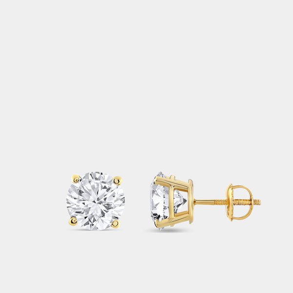 5 Carat Lab-Grown Diamond Round-Shaped Classic Solitaire Studs — GILDED New York