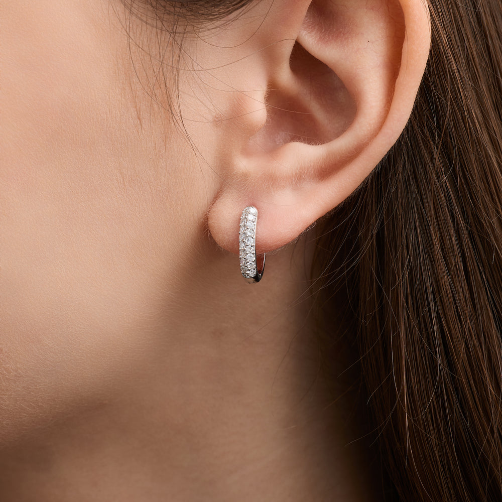 Gilded 1/2 Carat Lab-Grown Diamond Pavé Oval-Shaped Huggie Hoops